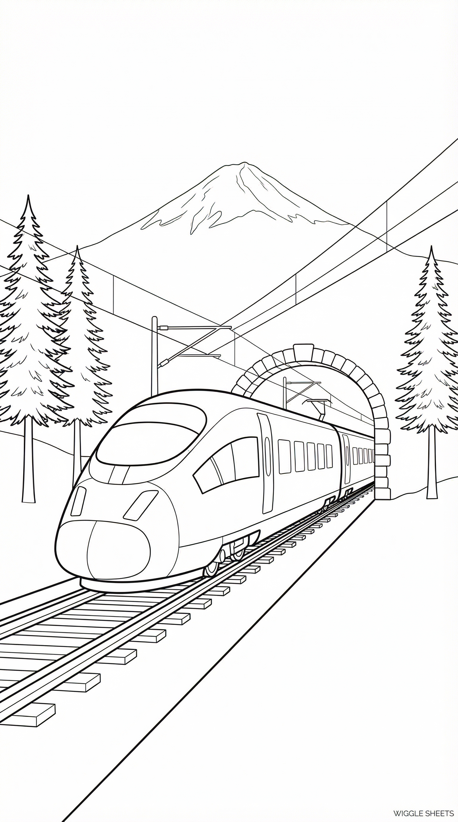 Bullet Train Tunnel Coloring Page